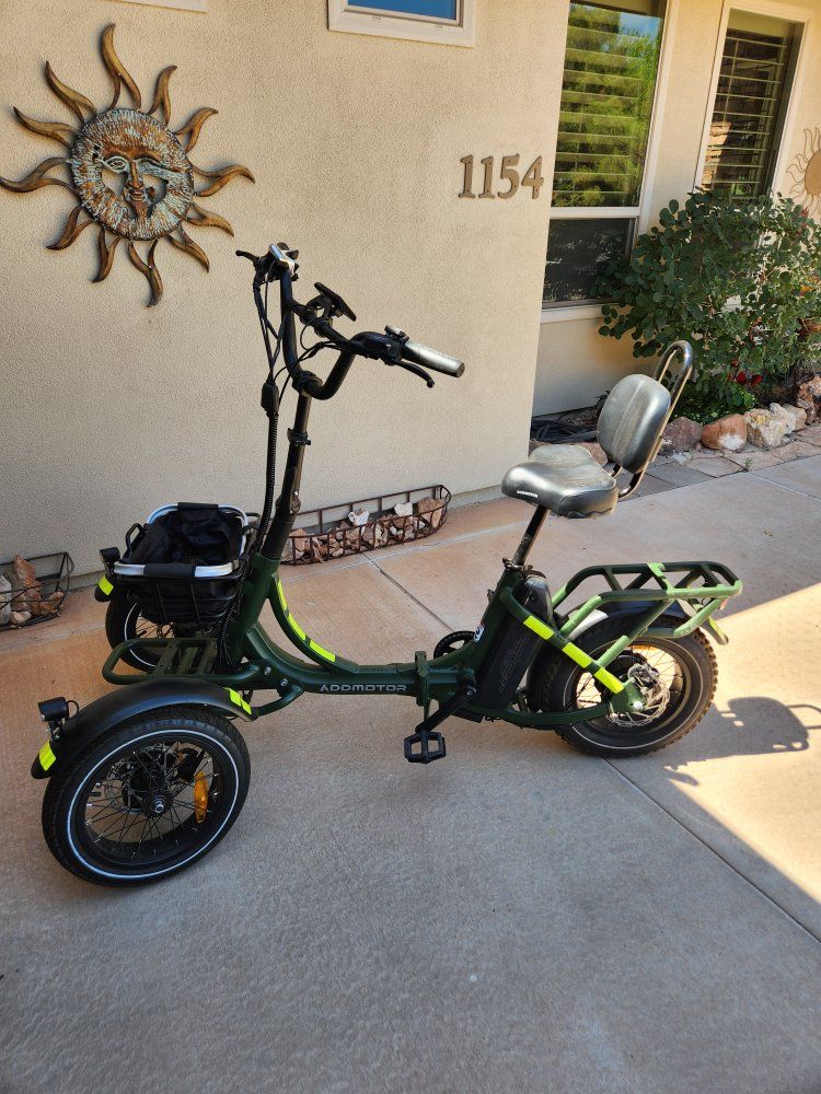 Addmotor E-Bike Trike 750W 20" Fat Tire Electric Tricycle Green Adult Foldable