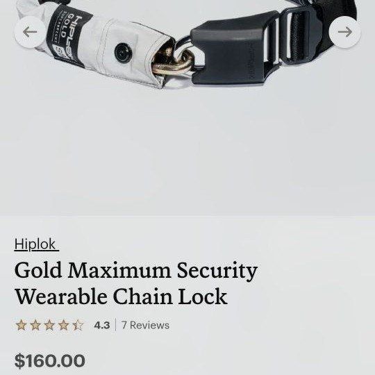 New HipLok Gold max security wearable bike lock chain
