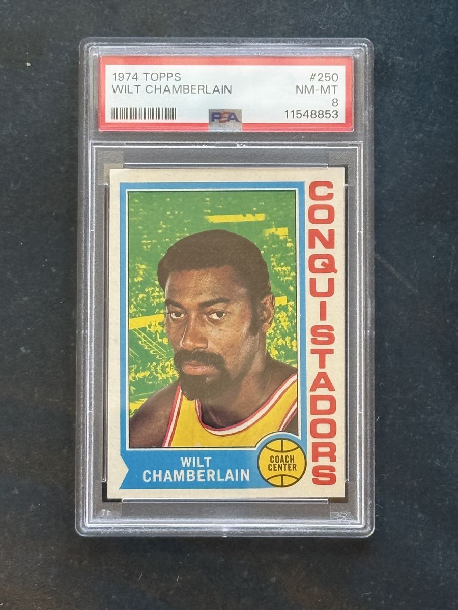 1974 Topps Wilt Chamberlain #250 NM-MT 8 Basketball Card PSA Graded Vintage HOF