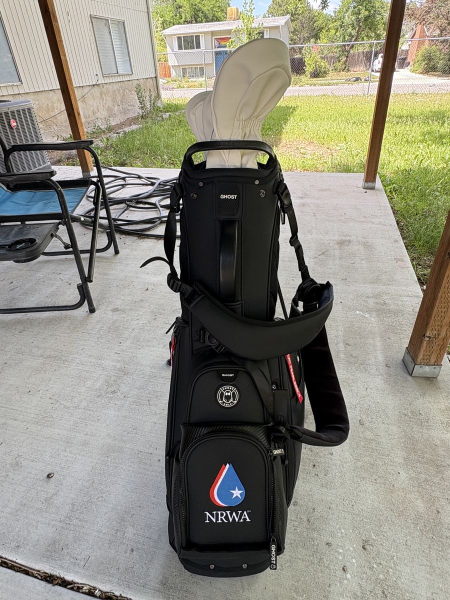 Ghost Golf Bag - Black Stand Bag with NRWA Logo & 'Play Fearlessly' Tag - Excellent Condition