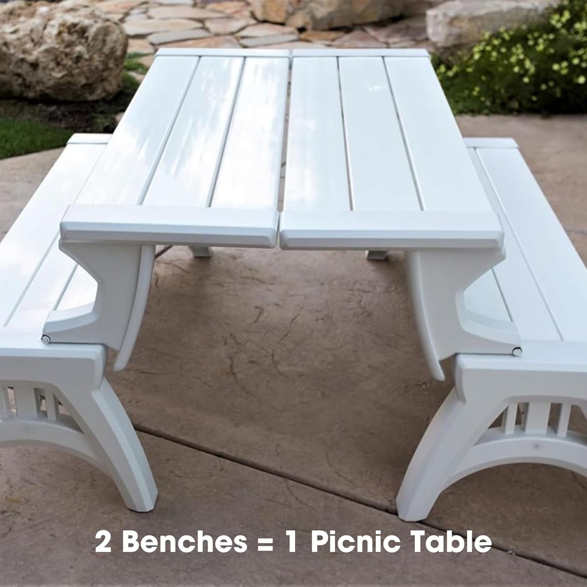 BRAND NEW Convert-a-Bench 2-in-1 Bench and Picnic Table in White