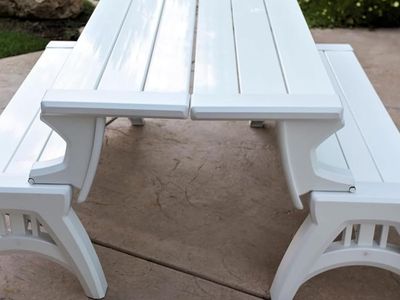 BRAND NEW Convert-a-Bench 2-in-1 Bench and Picnic Table in White