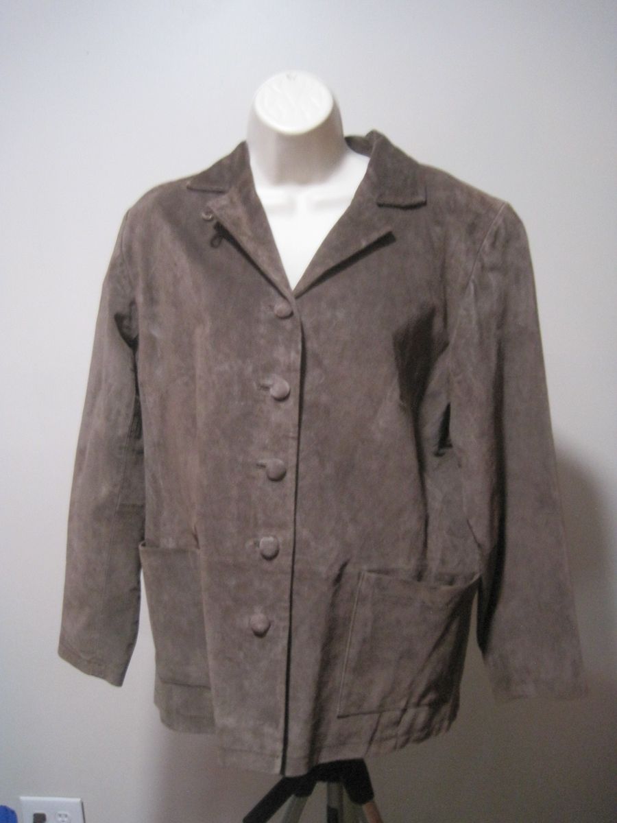 Vintage Stan Herman Studios Women's Medium Button Up 100% Leather Brown Jacket