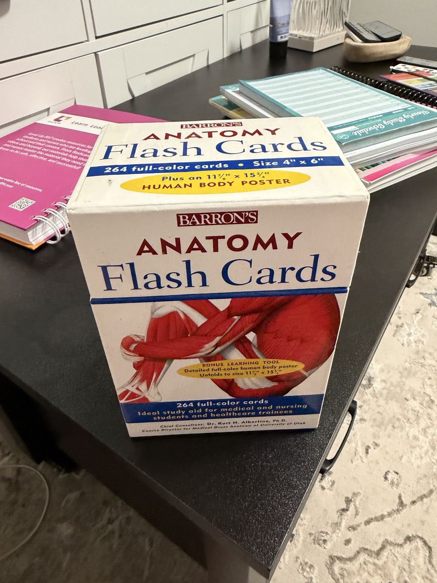 Barron's Anatomy Flash Cards (264-Count, 4"x6") with Human Body Poster - Medical Study Aid