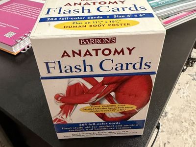 Barron's Anatomy Flash Cards (264-Count, 4"x6") with Human Body Poster - Medical Study Aid