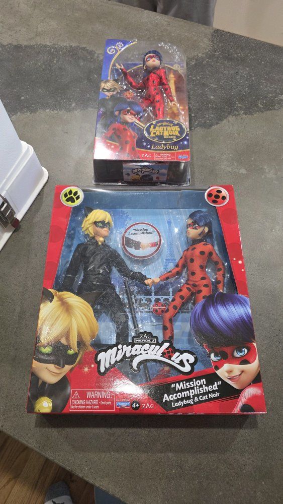 Miraculous Ladybug & Cat Noir Action Figures - 2-Pack "Mission Accomplished" & Single Ladybug Doll