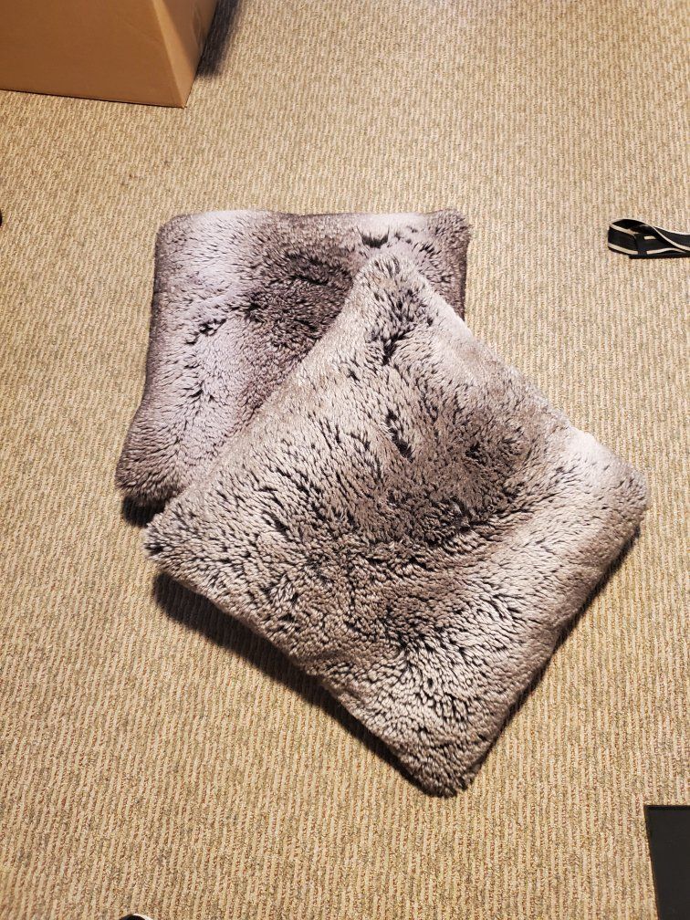 2 Faux Fur Throw Pillows