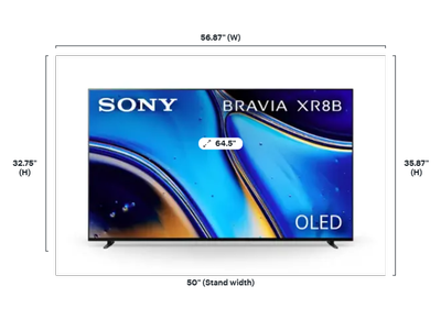 Sony 65” class BRAVIA XR8B OLED 4K HDR Smart Google TV K-65XR8B, 2025 Model