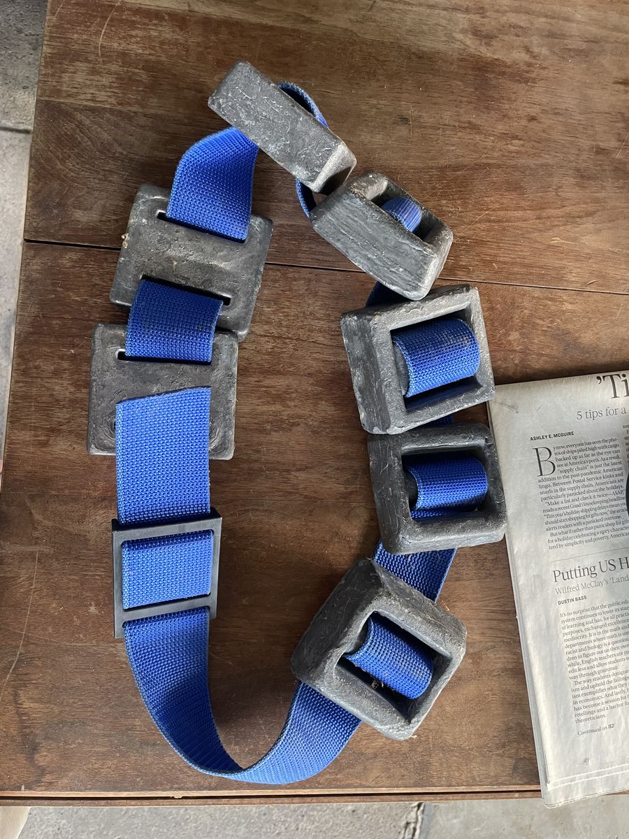 Scuba Diving Weight Belt with Lead Weights and Blue Nylon Strap