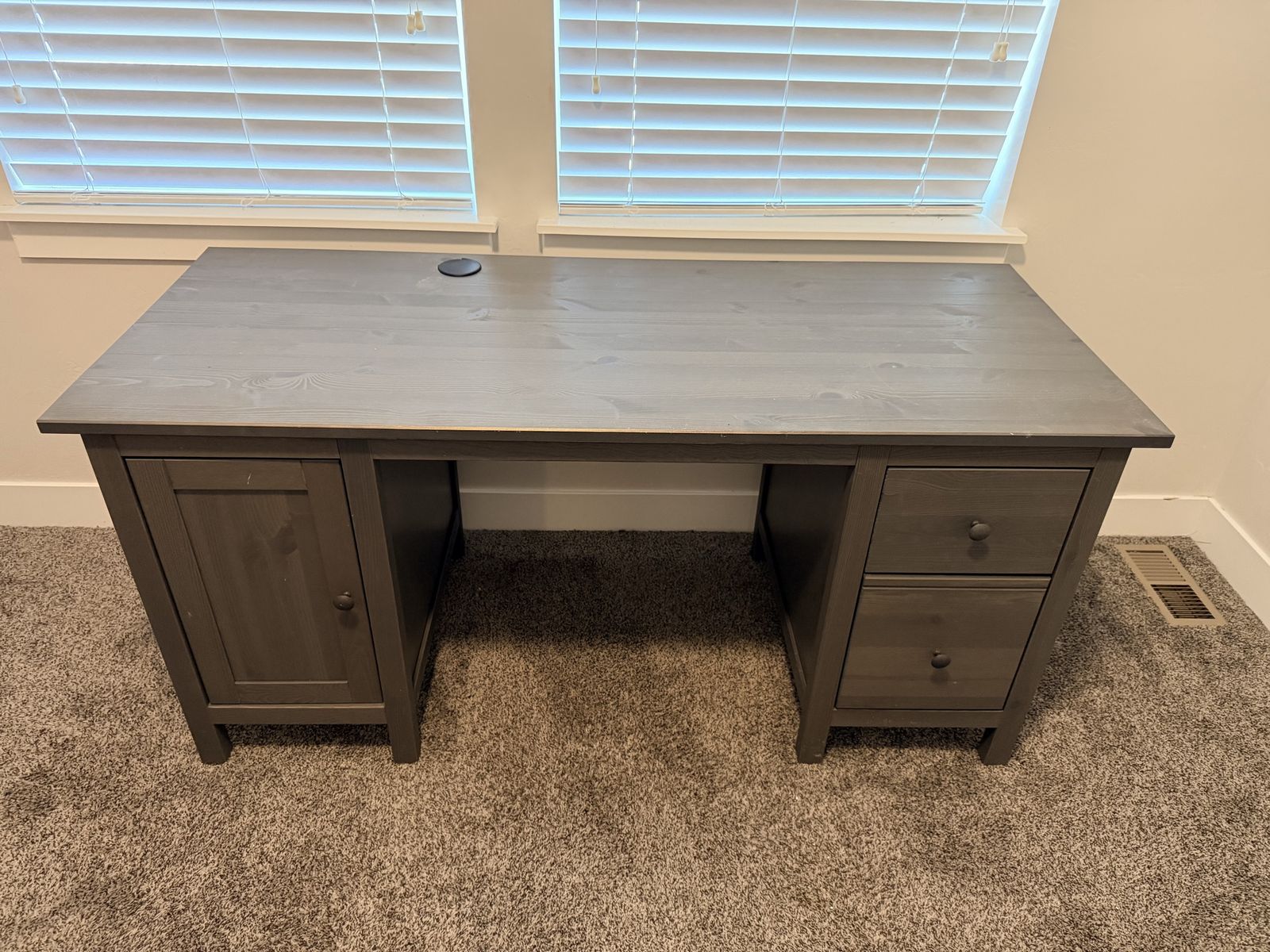 Gray Wood Pedestal Desk with Cabinet & File Drawers - Perfect for Home Office