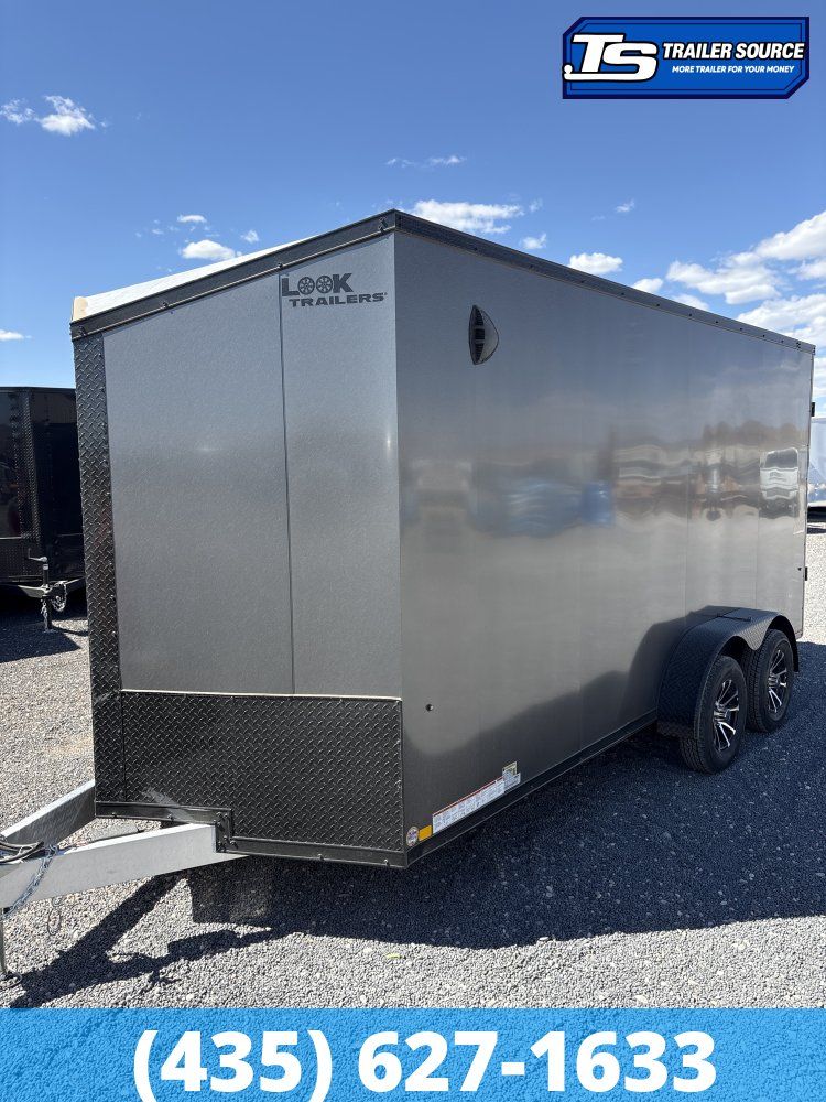 7x16 Look Vision Aluminum Enclosed Car Hauler Trailer - 7'0" Interior - 7K GVWR - Alloy Wheels, Black Out Package