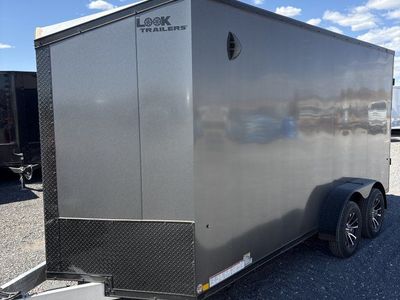 7x16 Look Vision Aluminum Enclosed Car Hauler Trailer - 7'0" Interior - 7K GVWR - Alloy Wheels, Black Out Package