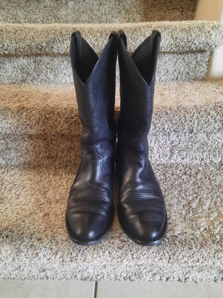Ariat Men's Black Leather Western Cowboy Boots - Size 9.5D, Good Used Condition