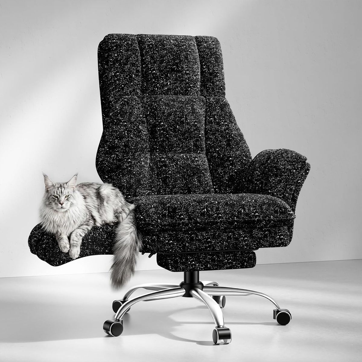 BRAND NEW Big and Tall Office Chair, Flip Armrests for Pets & Cross Legged Sitting Footrest Glitter