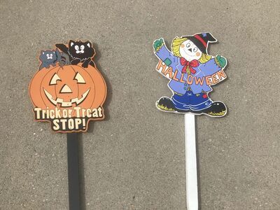 Outside Halloween decoration posts
