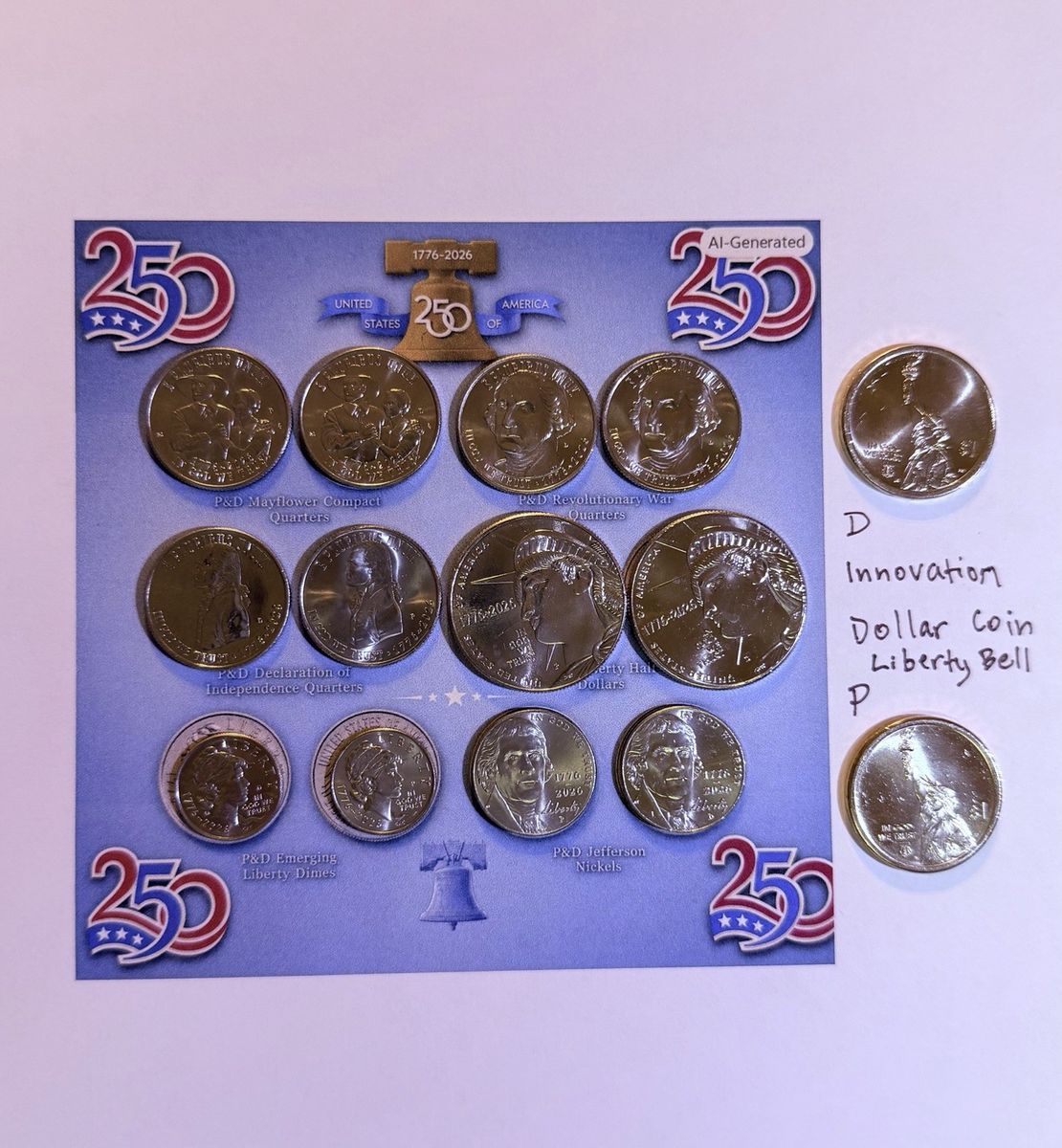 US 250th Semiquincentennial 1776-2026 14 Coin Set - Quarters, Dollars, Dimes & Nickels BONUS Liberty 2026 Dollars