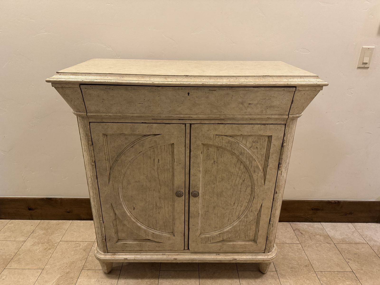 Stanley Furniture Media Chest Cabinet Distressed Cream