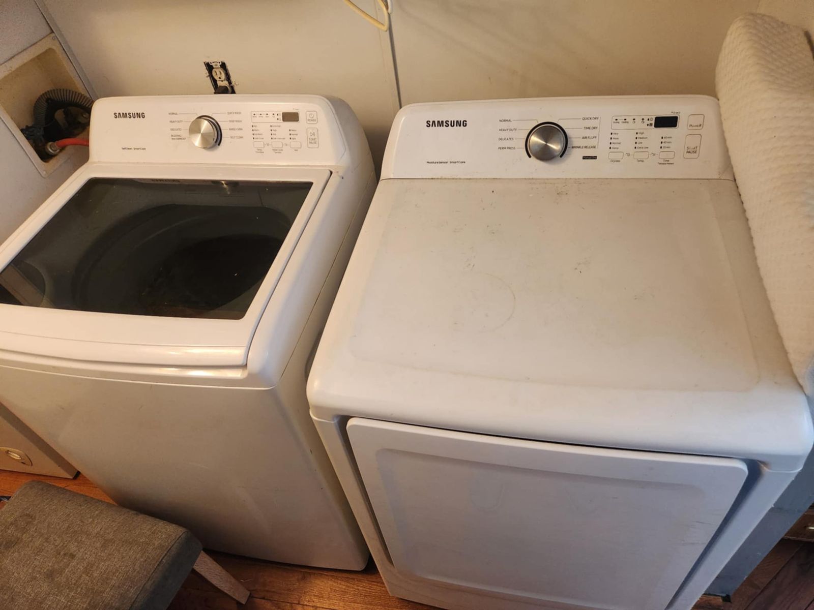 Samsung White Top Load Washer & Electric Dryer Set - SmartCare, Large Capacity
