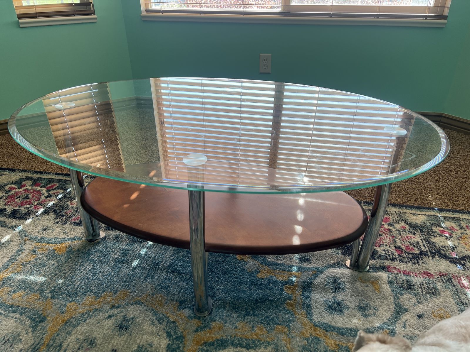Beautiful 2 piece wood & glass  coffee table.