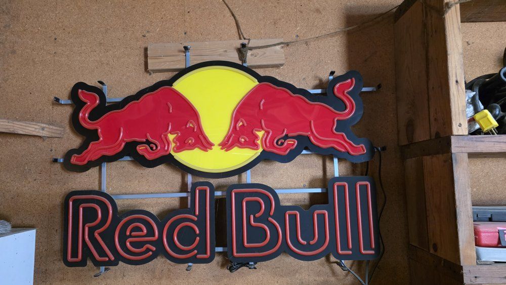 Vintage Red Bull Neon Light Sign - Large Energy Drink Advertising Man Cave Decor