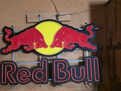 Vintage Red Bull Neon Light Sign - Large Energy Drink Advertising Man Cave Decor