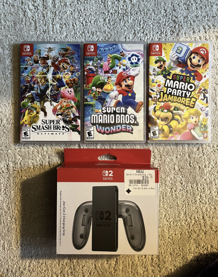 Switch Smash Bros, Mario Wonder & Jamboree  + Wireless Charging Grip