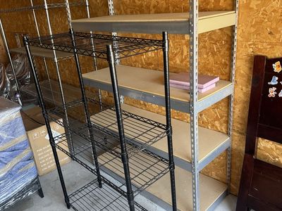 Several storage racks. Different kinds