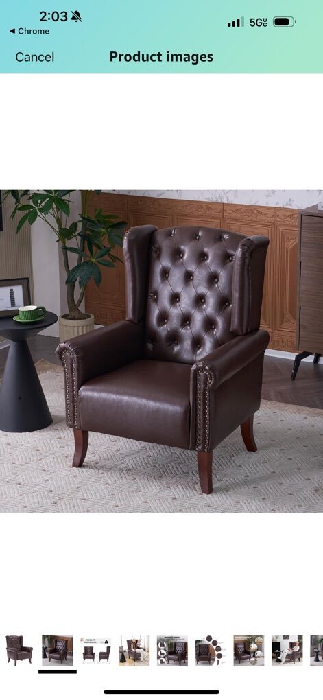 MOJAY PU Leather Accent Chair, Mid-CenturyNEW