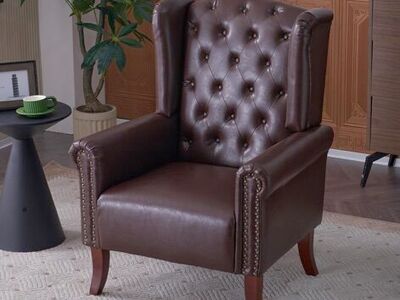 MOJAY PU Leather Accent Chair, Mid-CenturyNEW