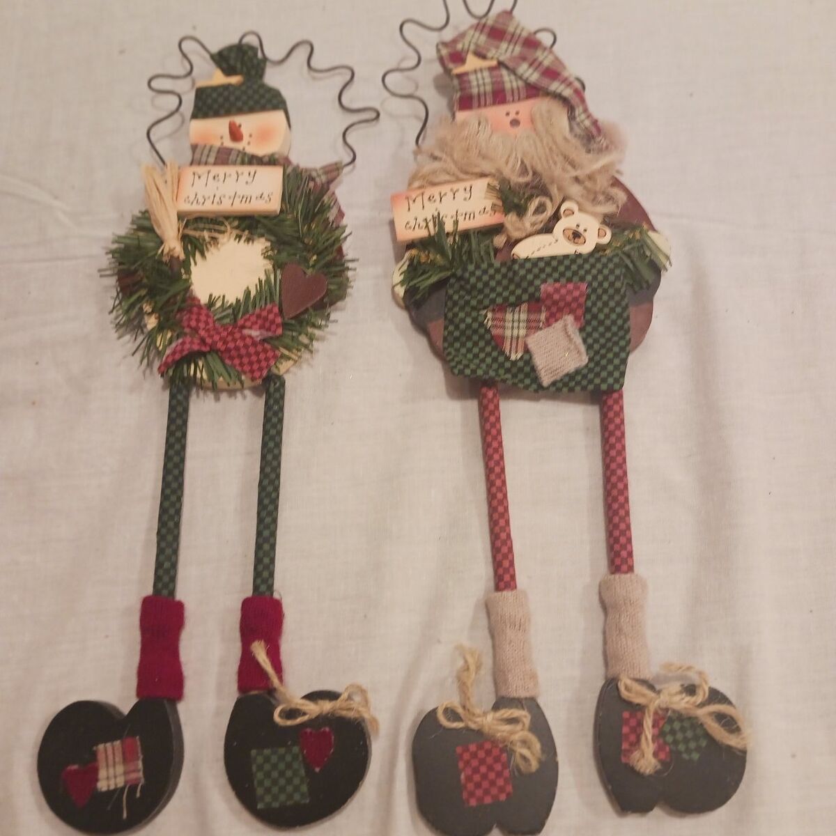 Pencil leg Christmas decorations with hangers