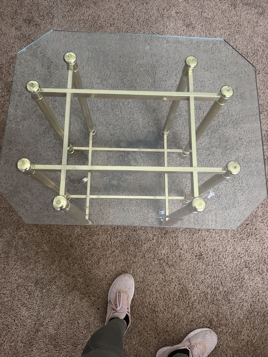 Glass Top Coffee Table with Gold-Tone Metal Frame