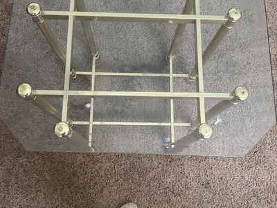 Glass Top Coffee Table with Gold-Tone Metal Frame