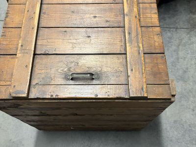 Vintage Rustic Wooden Storage Box / Crate with Metal Handle - Farmhouse Decor