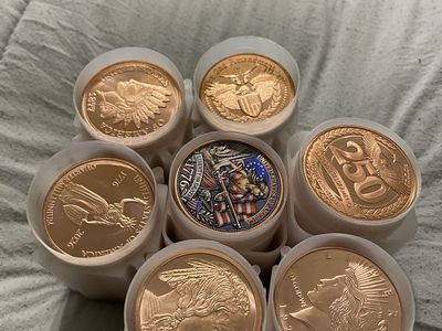 Various .999 Fine Copper Commemorative Coins - 1oz Rounds - Set of 7 tube of 20 rounds pure copper