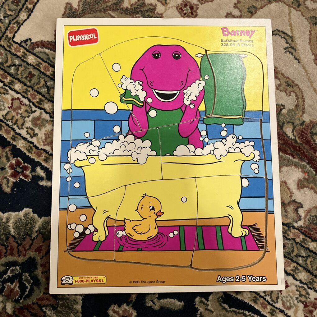 Vintage 1993 Barney Wooden Tray Puzzle