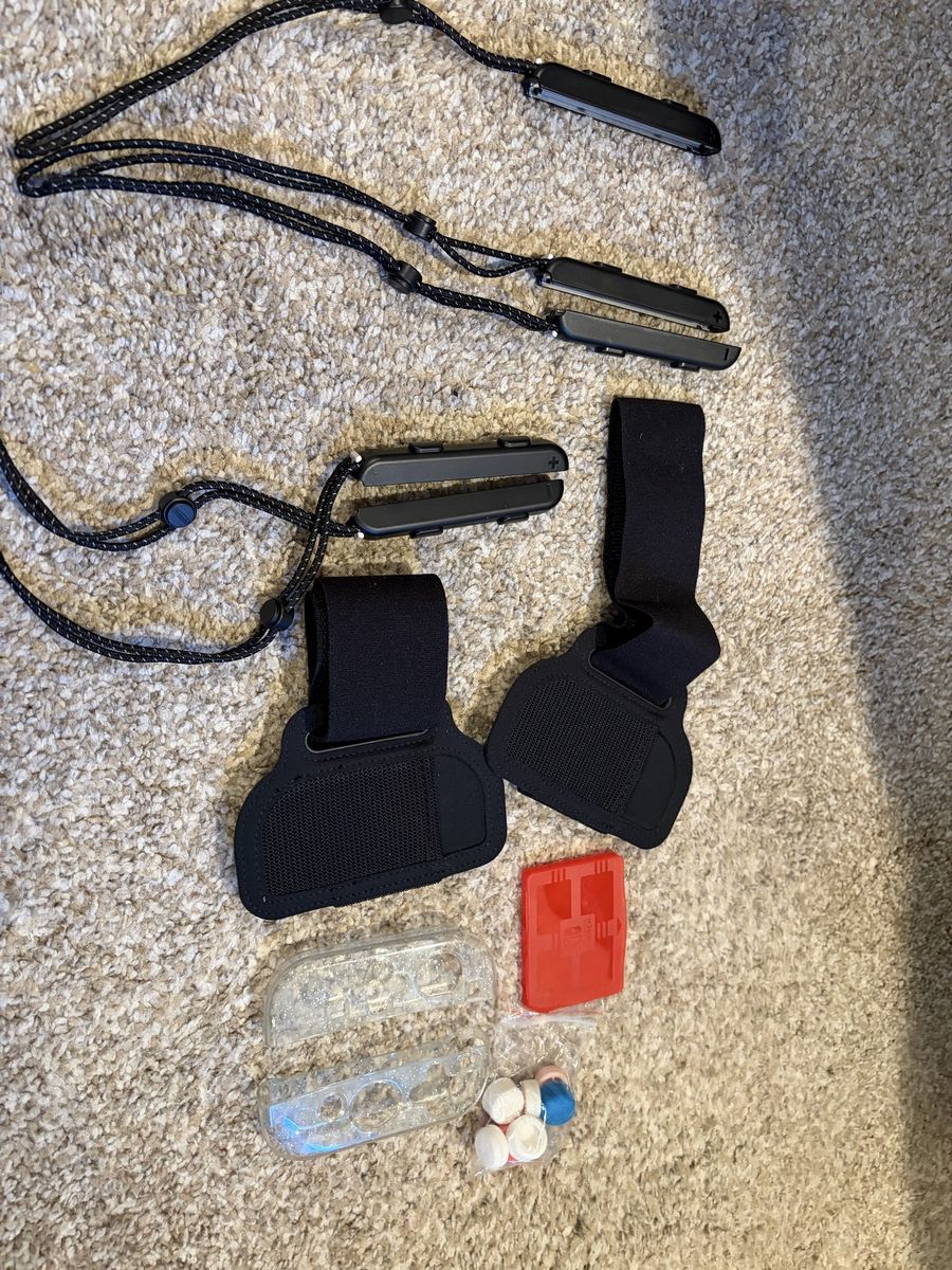 Nintendo Switch Joy-Con Controller Accessories: Leg Straps, Clear & Red Covers, Thumb Grips