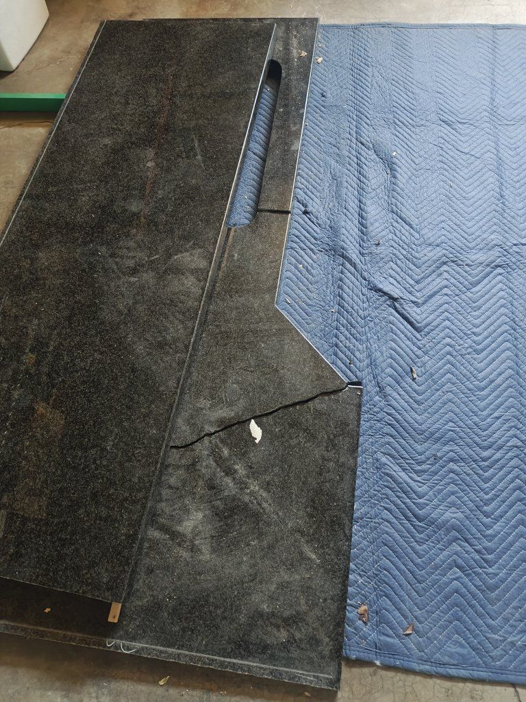 Black Granite Countertop Pieces, One with with Sink Cutout - Damaged