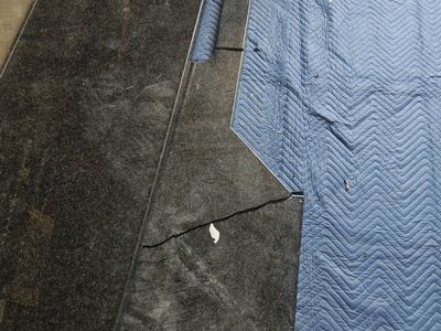 Black Granite Countertop Pieces, One with with Sink Cutout - Damaged