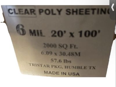 BLOWOUT DEAL: (30) Brand New 20' x 100' Plastic Sheeting Rolls - 6 Mil Clear Visqueen Vapor Barrier