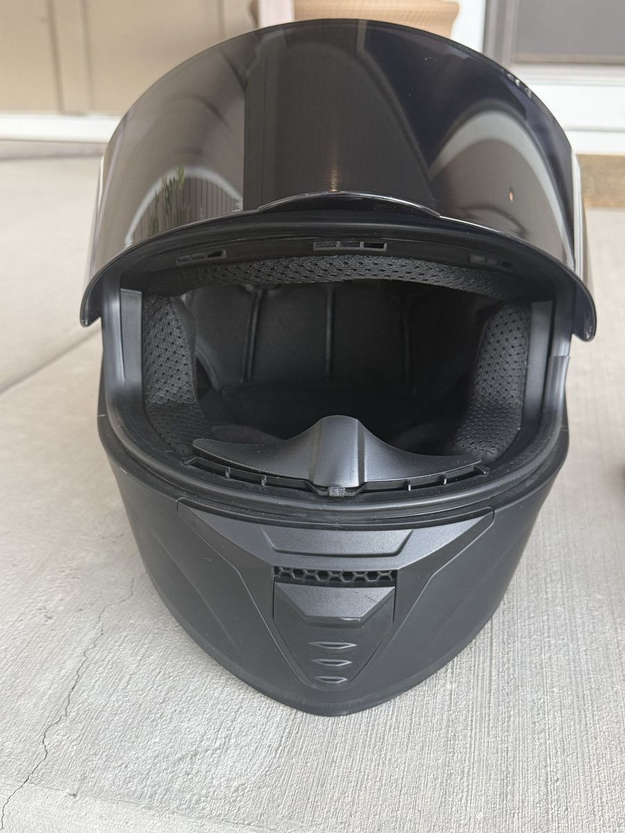 Matte Black Full Face Motorcycle Helmet w/ Extra Visor & Gloves