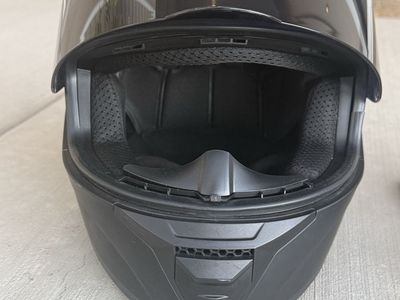 Matte Black Full Face Motorcycle Helmet w/ Extra Visor & Gloves