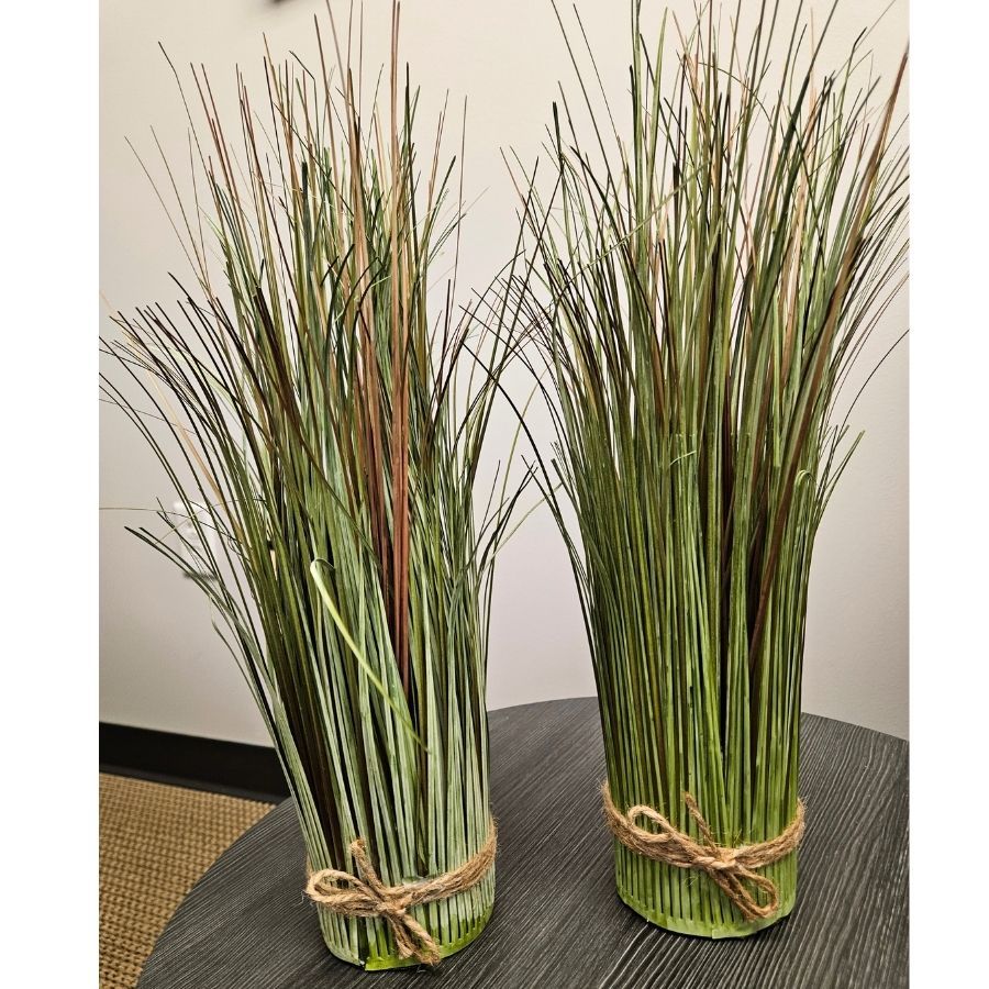 Decorative Faux Grass Arrangement Set of Rustic Modern Home Décor (Set of 2)