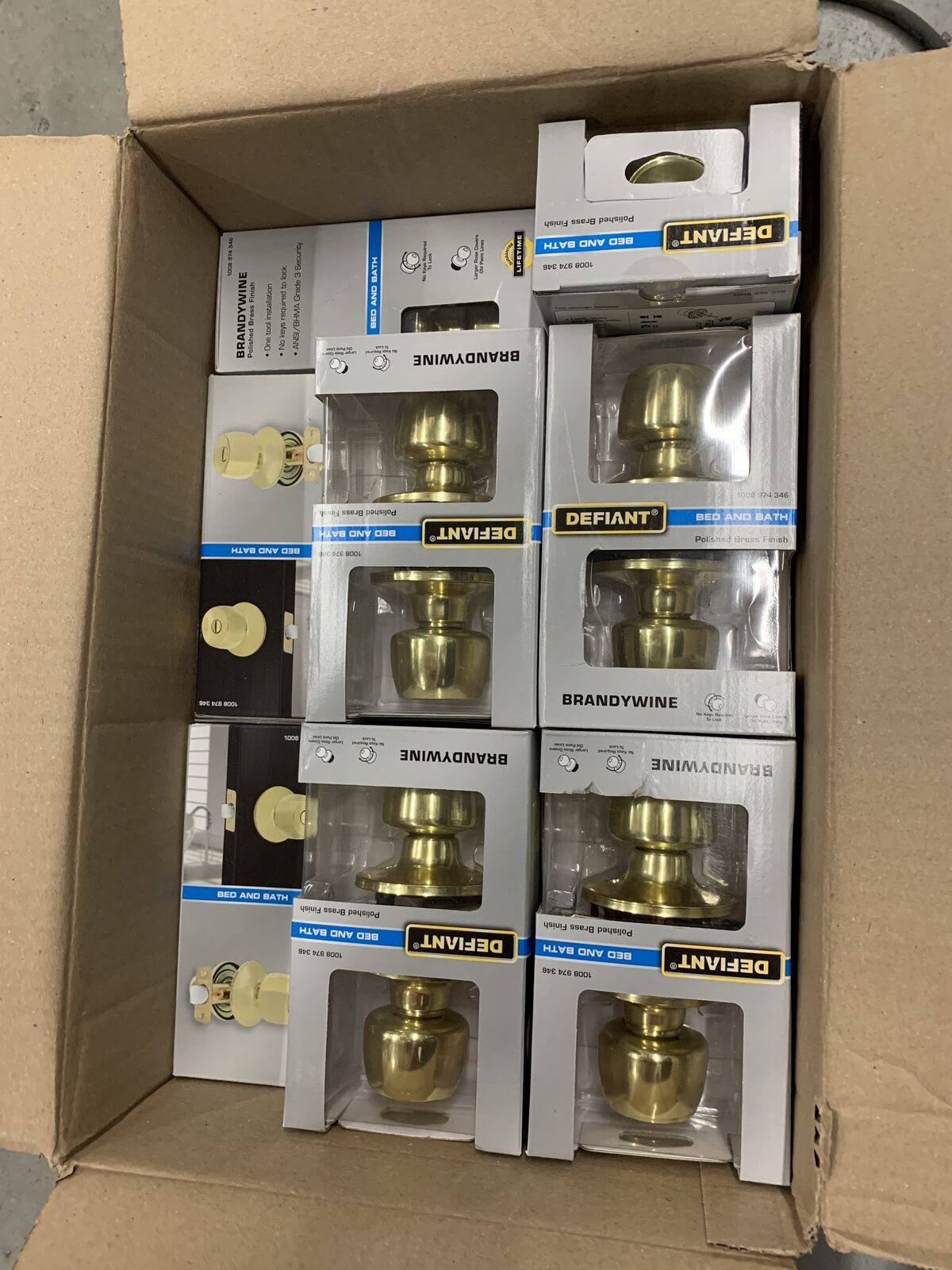 Defiant Brandywine Polished Brass Bed/Bath Door Knob (12-Pack)