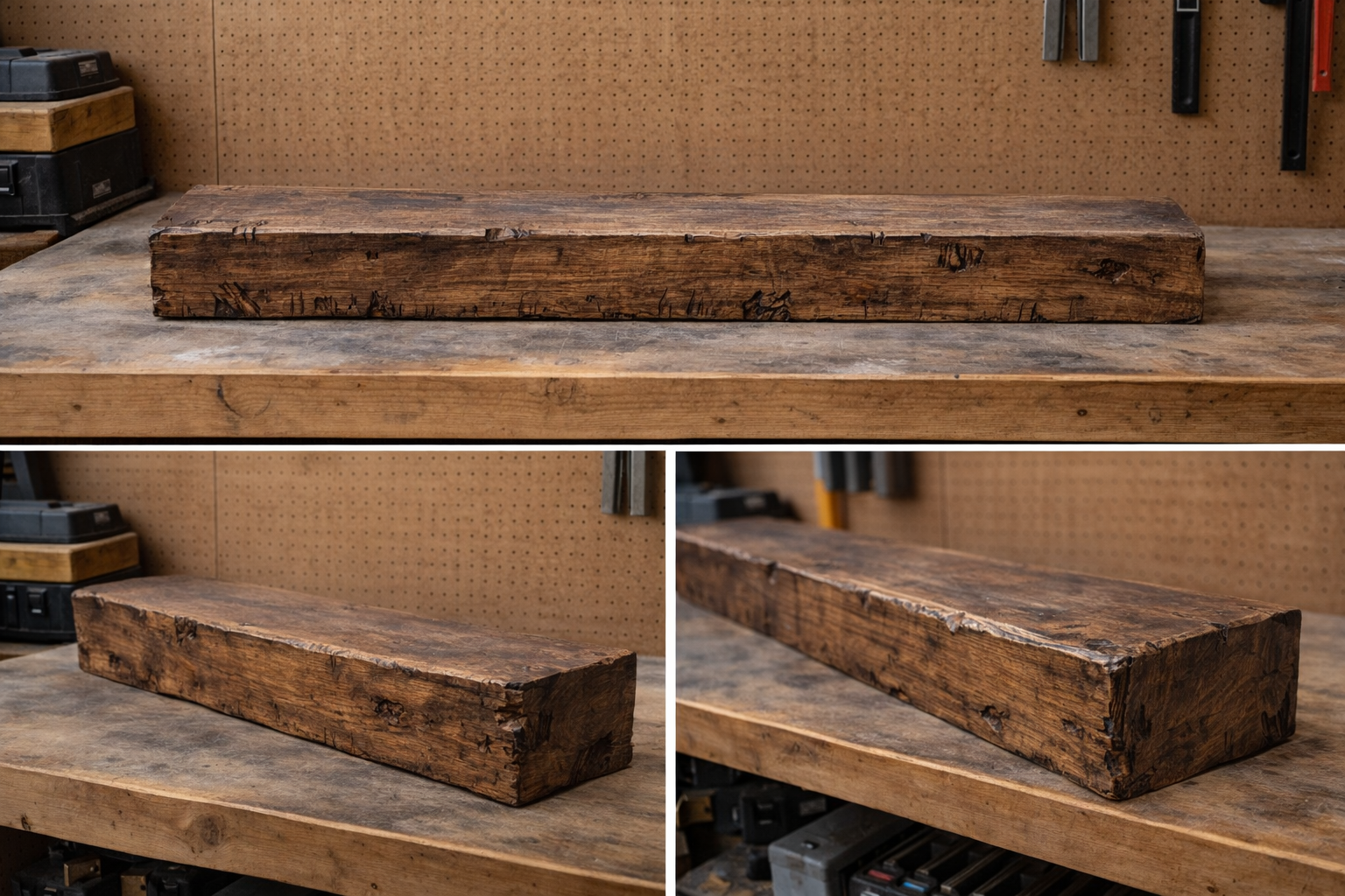Handcrafted Rustic Wood Mantel – Floating Beam + Mounting Block (Easy Install)