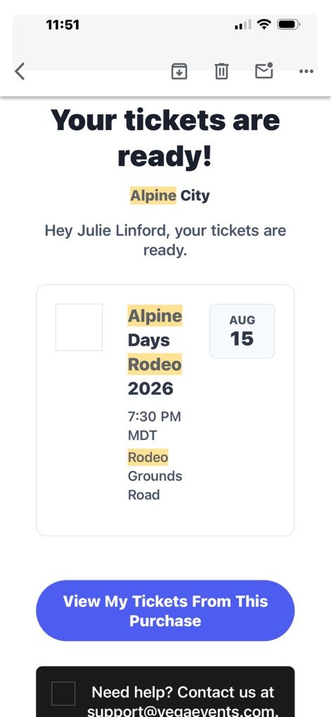 Alpine Rodeo 8/15 Saturday 15 Tickets Available