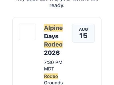 Alpine Rodeo 8/15 Saturday 15 Tickets Available