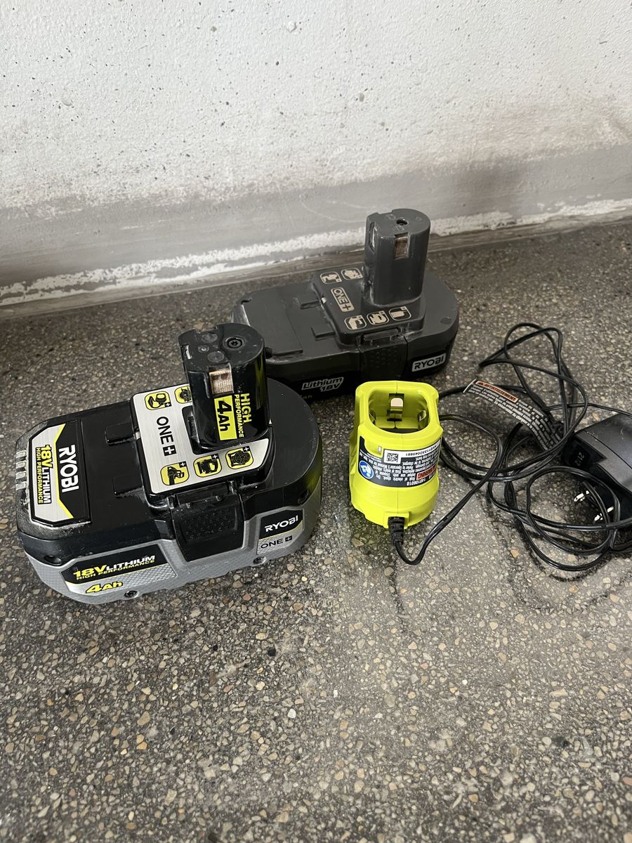 Ryobi ONE+ 18V Lithium-Ion Battery & Compact Charger Set (4Ah, 1.5Ah)