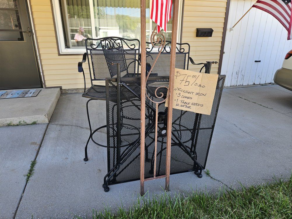 Wrought Iron Chairs and Table