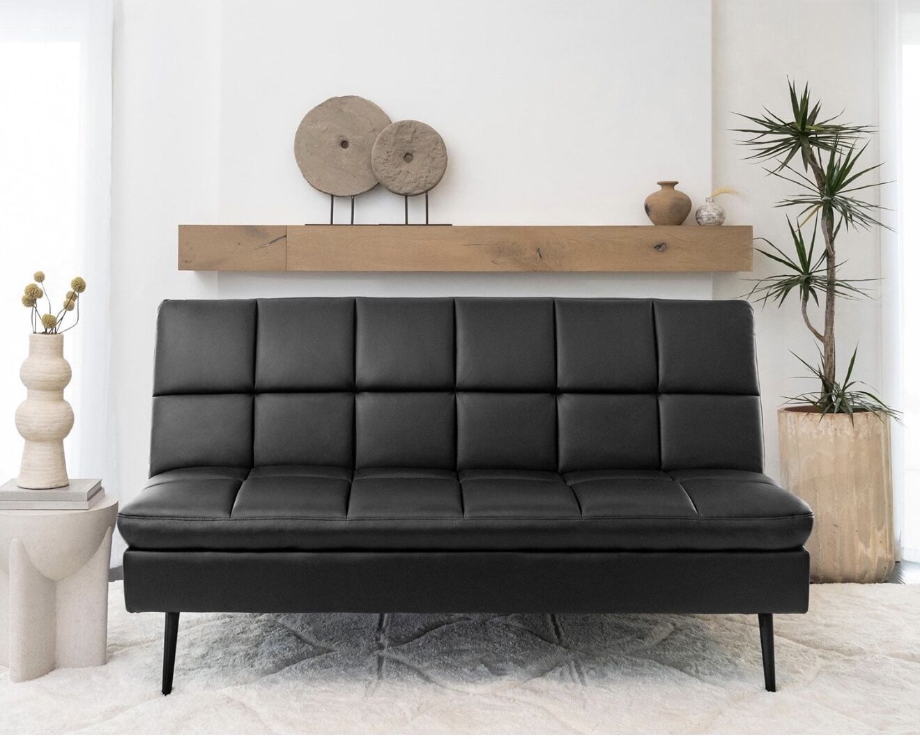 Faux Leather Convertible Sofa