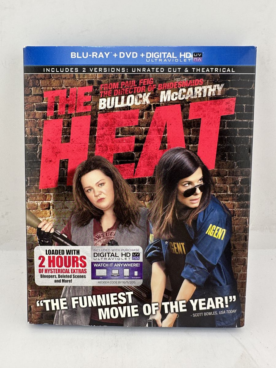 The Heat Blu-ray DVD 2-Disc + Slipcover Sandra Bullock Melissa McCarthy Unrated